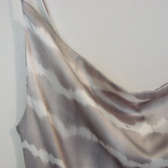 Satin Mini Slip Dress Gray White Tie Dye Sleeveless Holiday Party Medium NWT - Picture 7 of 15